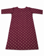 Floral Printed V-Neck Cotton Ethnic Kurti