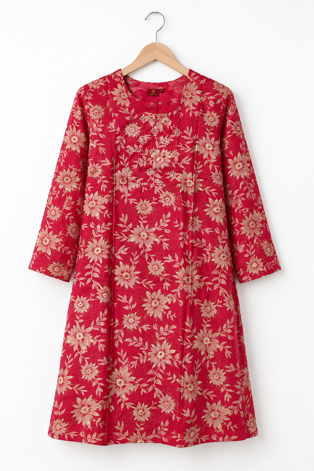Classic Round Neck A-Line Cotton Single Kurti