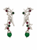 Elegant Oxidised Bird Earrings with Stone Accents