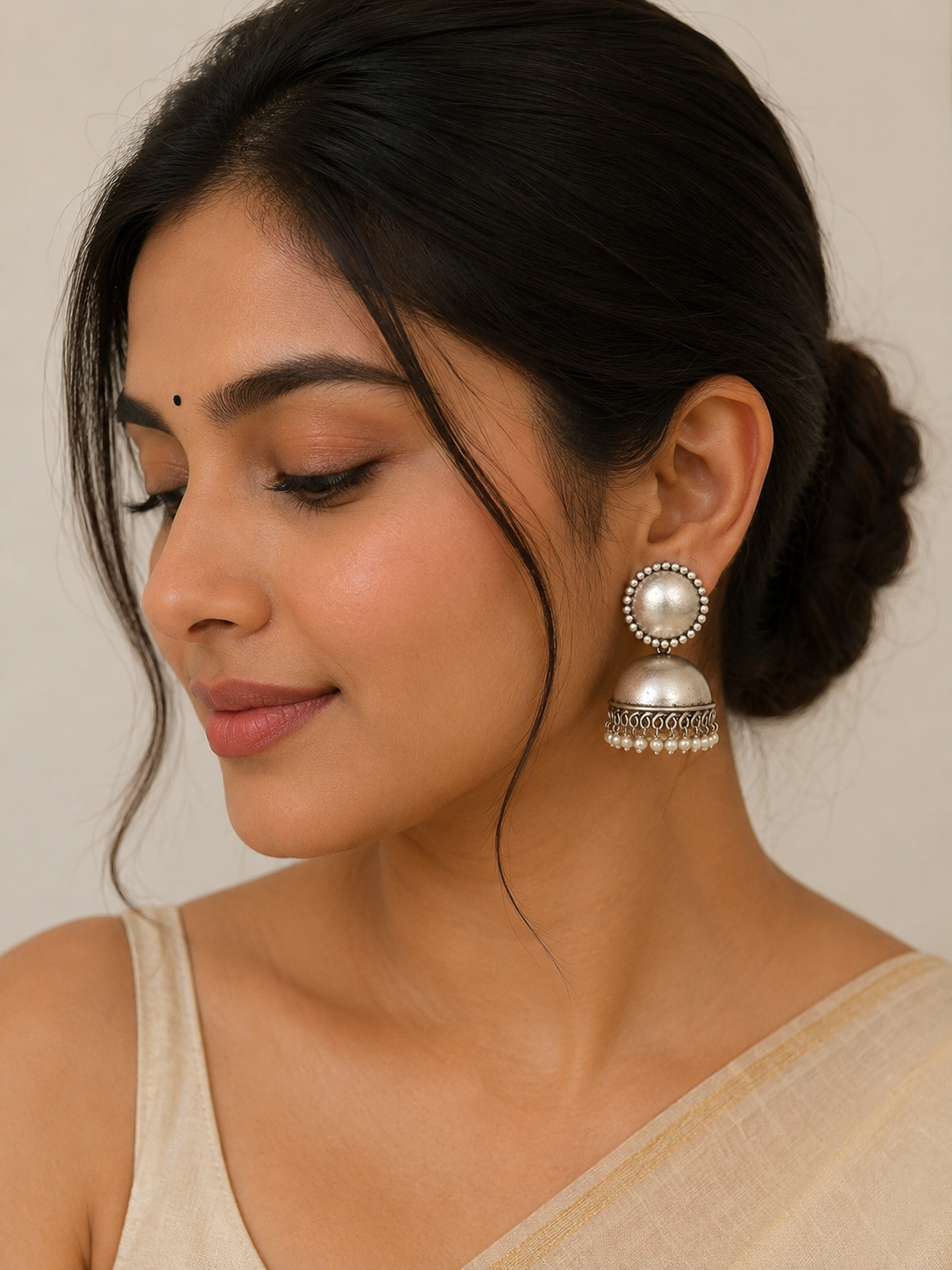 Classic Oxidised Silver Jhumka Earrings