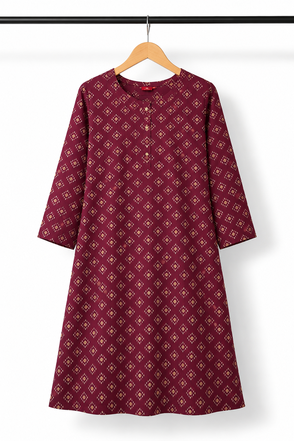 Floral Printed V-Neck Cotton Ethnic Kurti