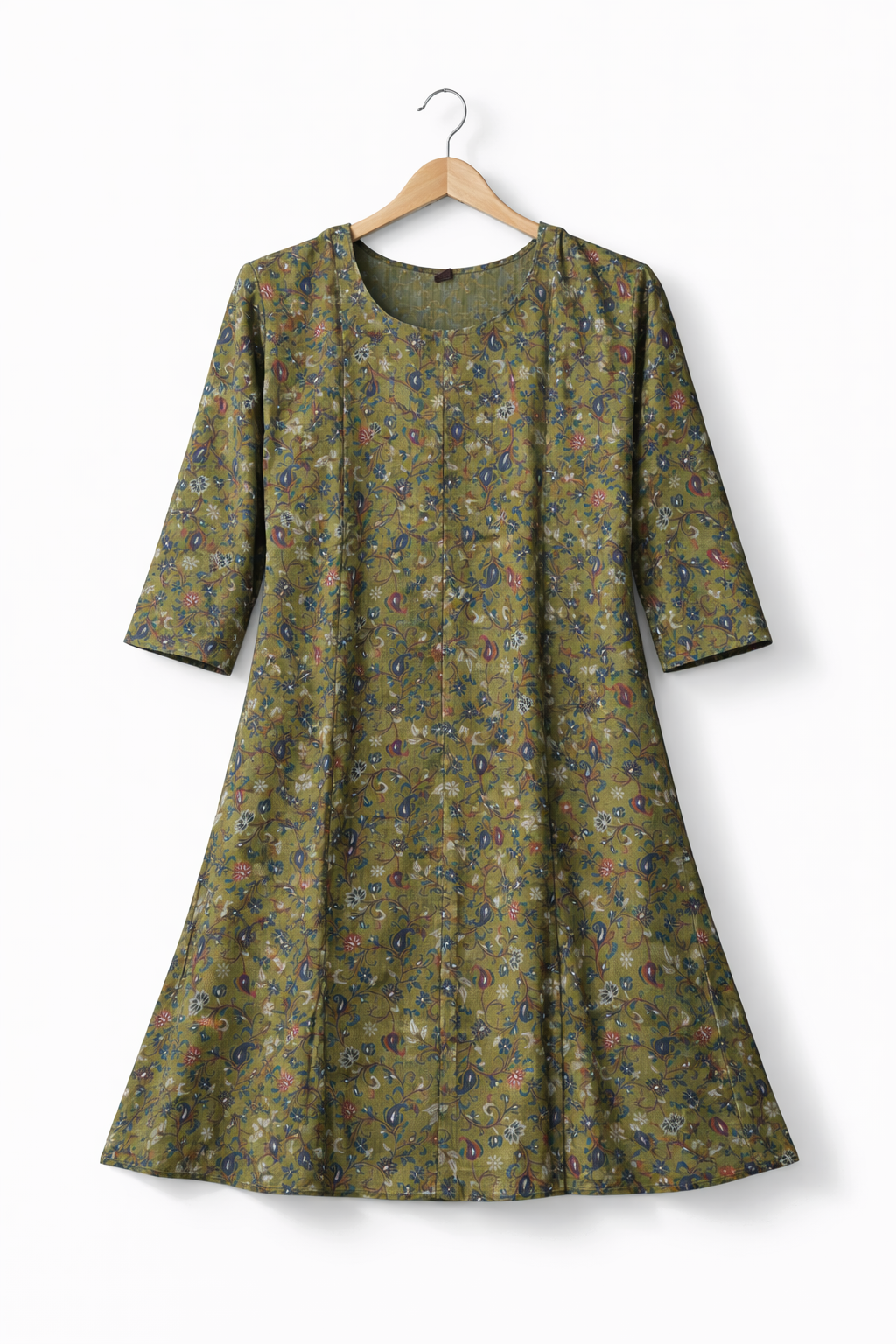 Classic Round Neck A-Line Cotton Single Kurti