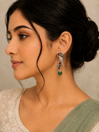 Elegant Oxidised Bird Earrings with Stone Accents