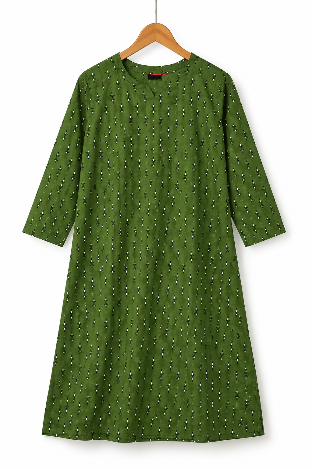 Floral Printed V-Neck Cotton Ethnic Kurti