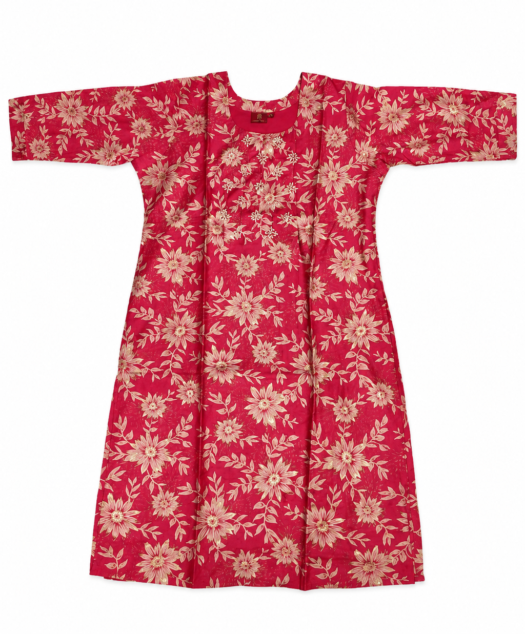 Classic Round Neck A-Line Cotton Single Kurti