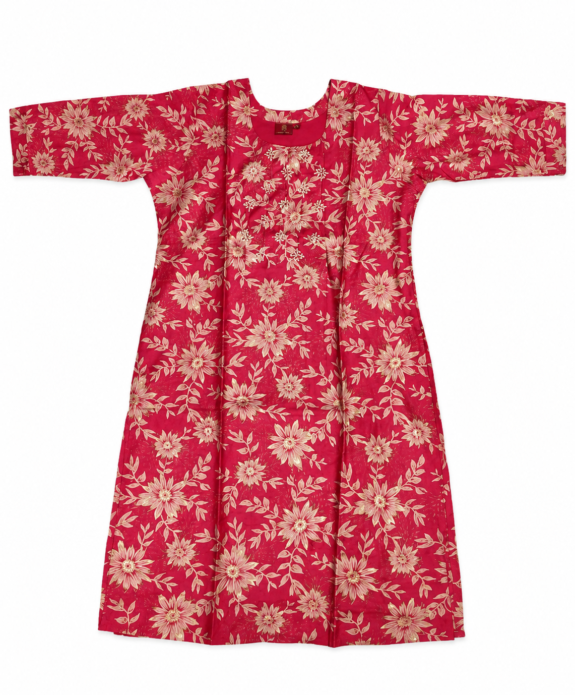 Classic Round Neck A-Line Cotton Single Kurti