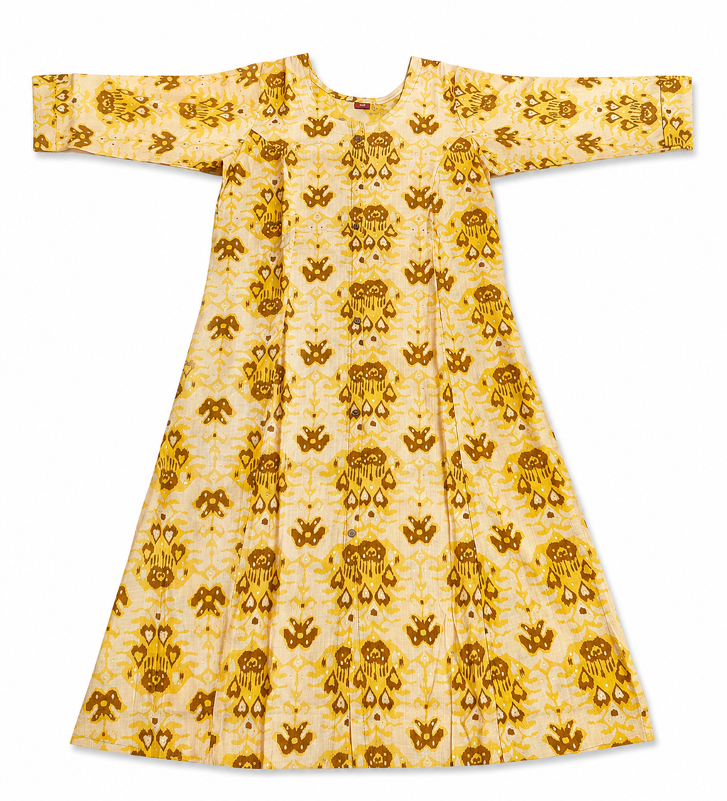 Classic Round Neck A-Line Cotton Single Kurti