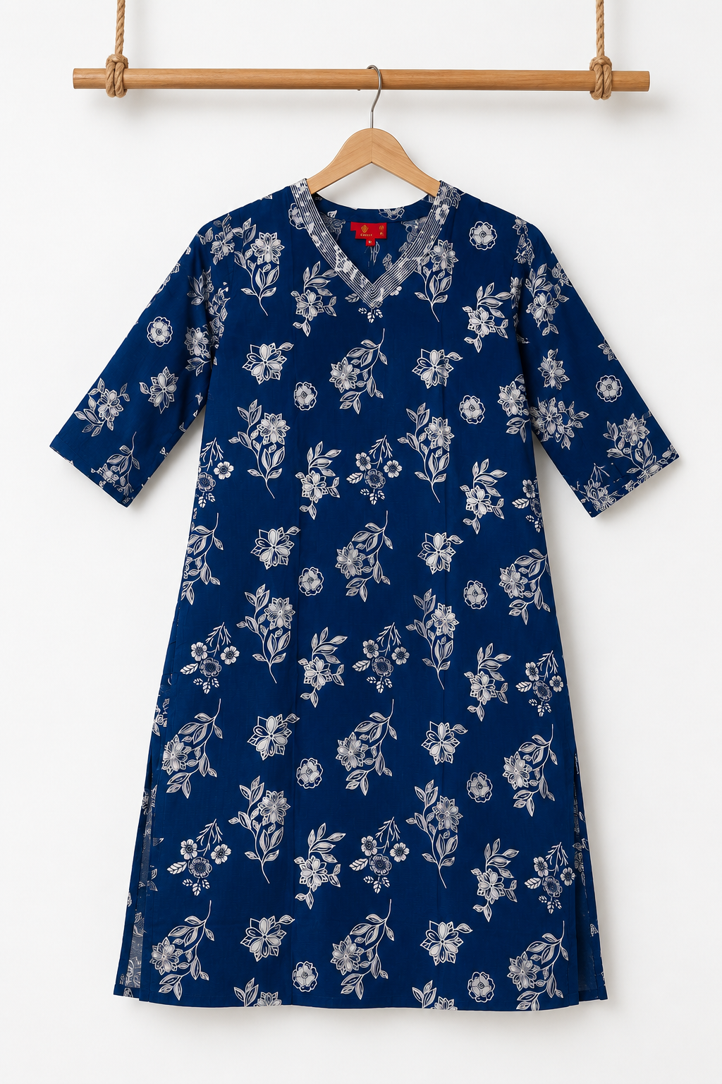 Printed 3/4 Sleeve Cotton Ethnic Kurti