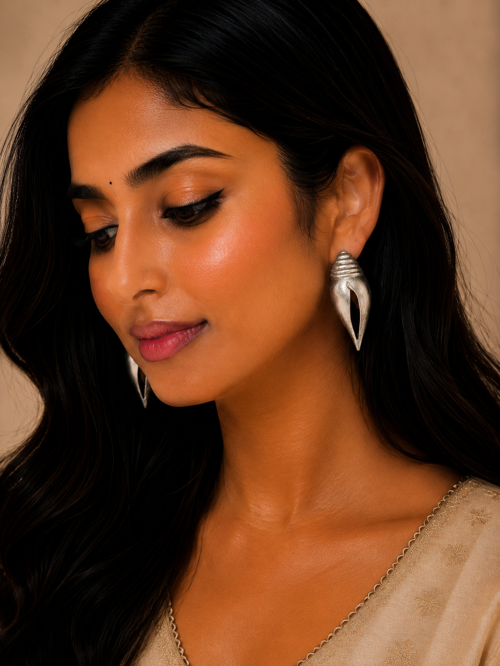 Unique Oxidised Shanku / Shell Design Earrings