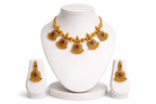 Bold Heritage Gold-Tone Necklace Set with Red & Gold Beads