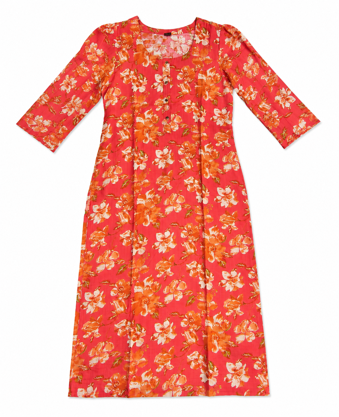 Classic Round Neck A-Line Cotton Single Kurti