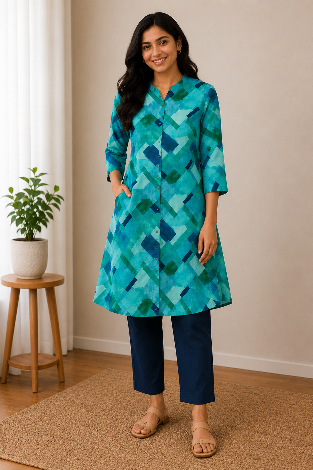 Casual A-Line Cotton Flare Kurti