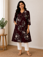 Casual A-Line Cotton Flare Kurti