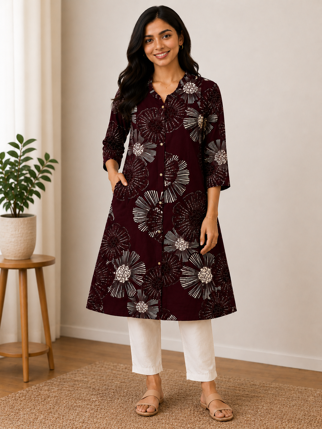 Casual A-Line Cotton Flare Kurti