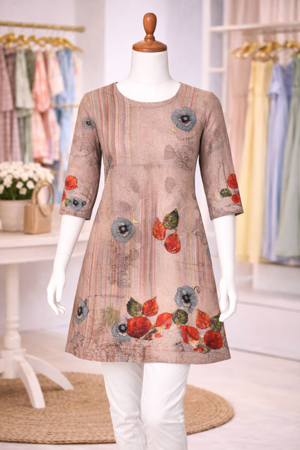 Abstract Ikat Multi Print Straight Cotton Kurta