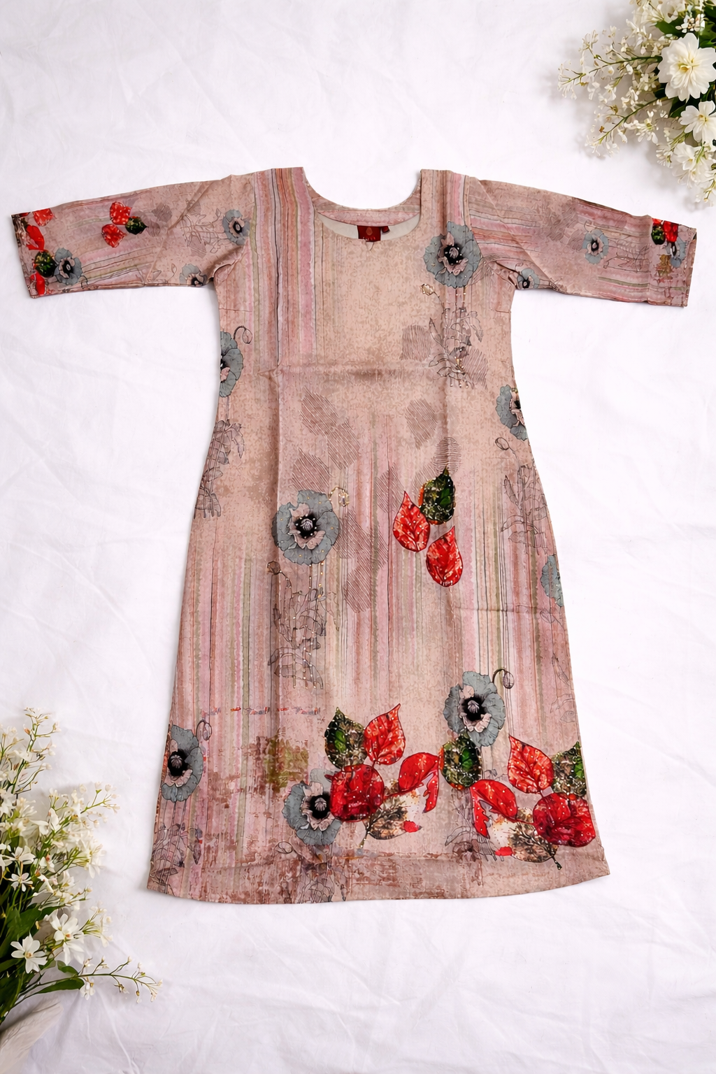 Abstract Ikat Multi Print Straight Cotton Kurta