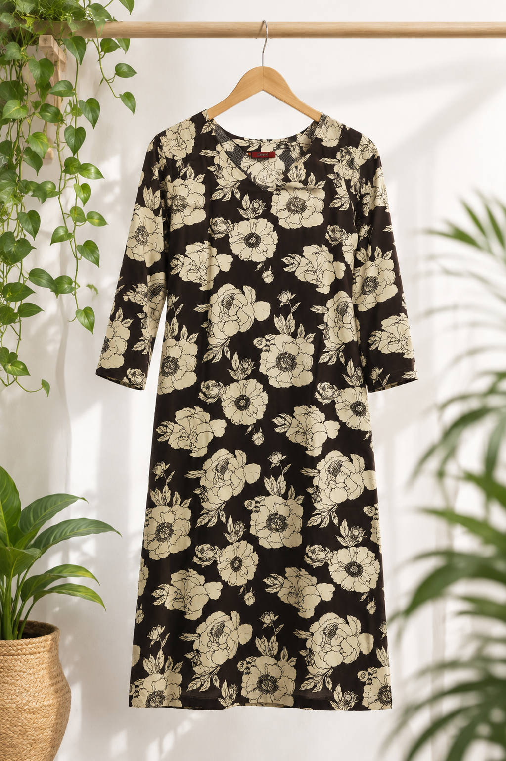 Floral Printed Cotton Ethnic Kurti for Women