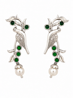 Elegant Oxidised Bird Earrings with Stone Accents
