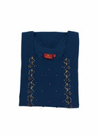 Navy Blue Hand Embroidered Cotton Ethnic Kurti