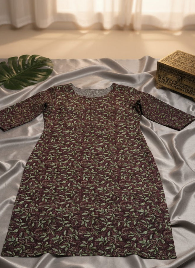 Floral Printed Silk Kurta for Women | Straight Elegant Ethnic Kurti