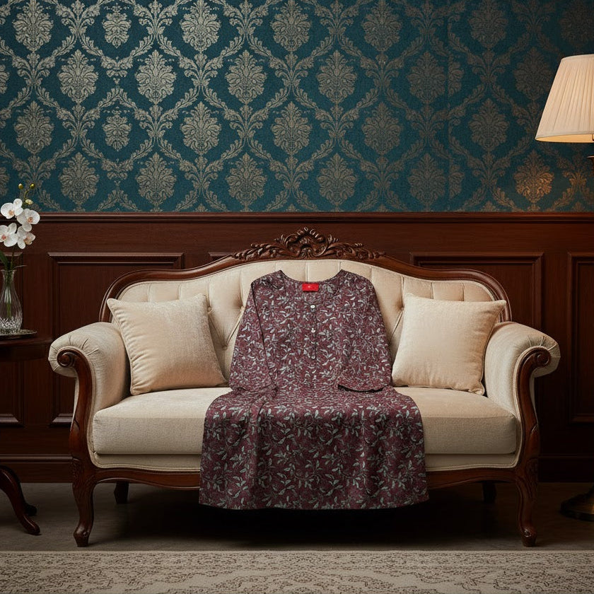 Floral Printed Silk Kurta for Women | Straight Elegant Ethnic Kurti