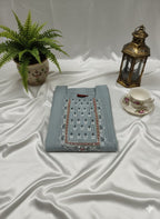 Grey Striped Hand Embroidered Cotton Kurta for Women | Straight Ethnic Kurti